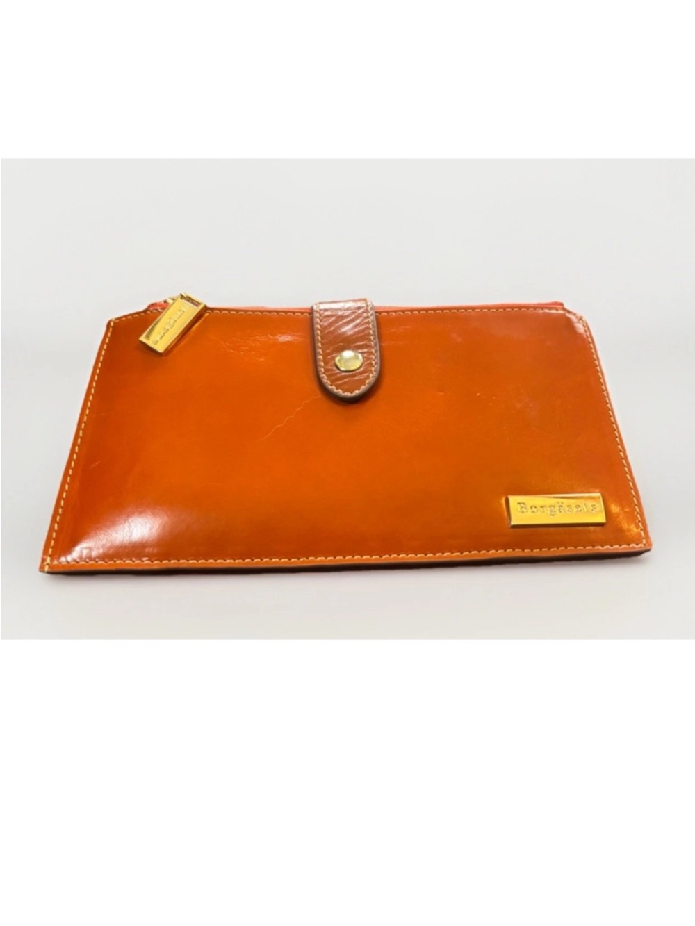 BORGASETS Handmade in Italy Brown Leather Bifold RFID Blocking Wallet